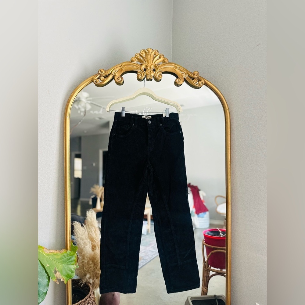 Free people black corduroy risk taker straight jeans size 27 nwot